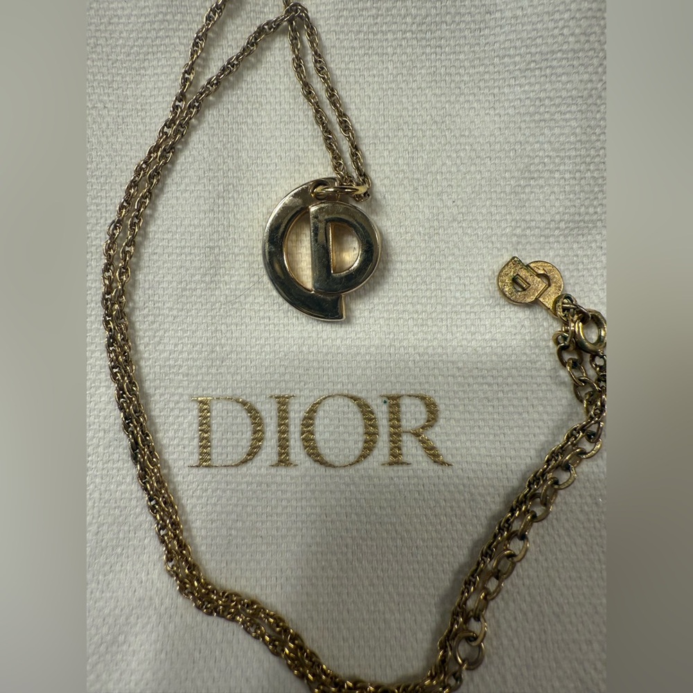 Dior CD Logo Chain Necklace Gold Plated